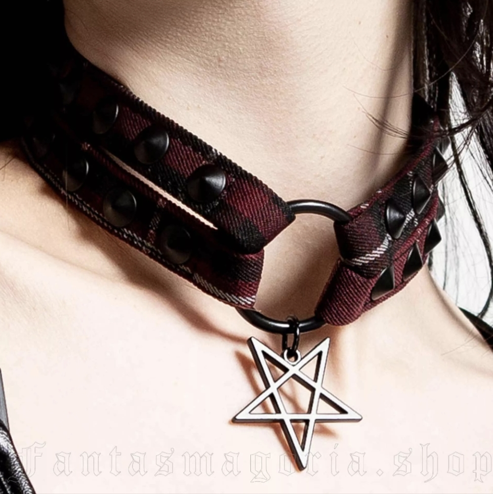 Killstar 90's daze blood red tartan choker